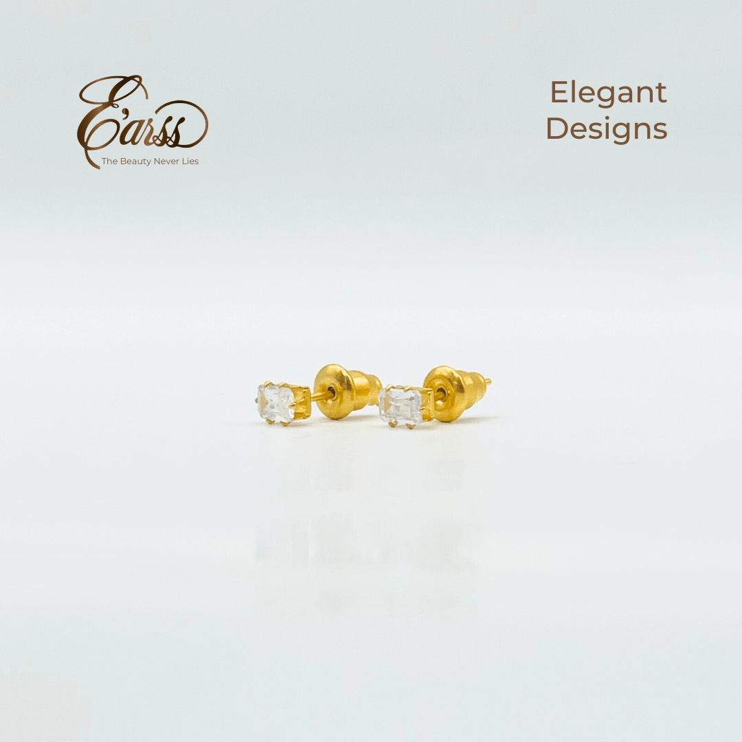 3 mm Cubic Zirconia Emarald Cut | Stainless Steel | 18K Gold Plated - Zambeel