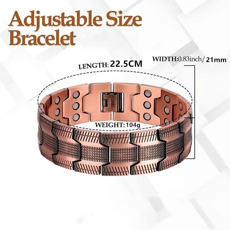3 - row Magnet 21 Wide Pure Copper Diagonal Bracelet - Zambeel