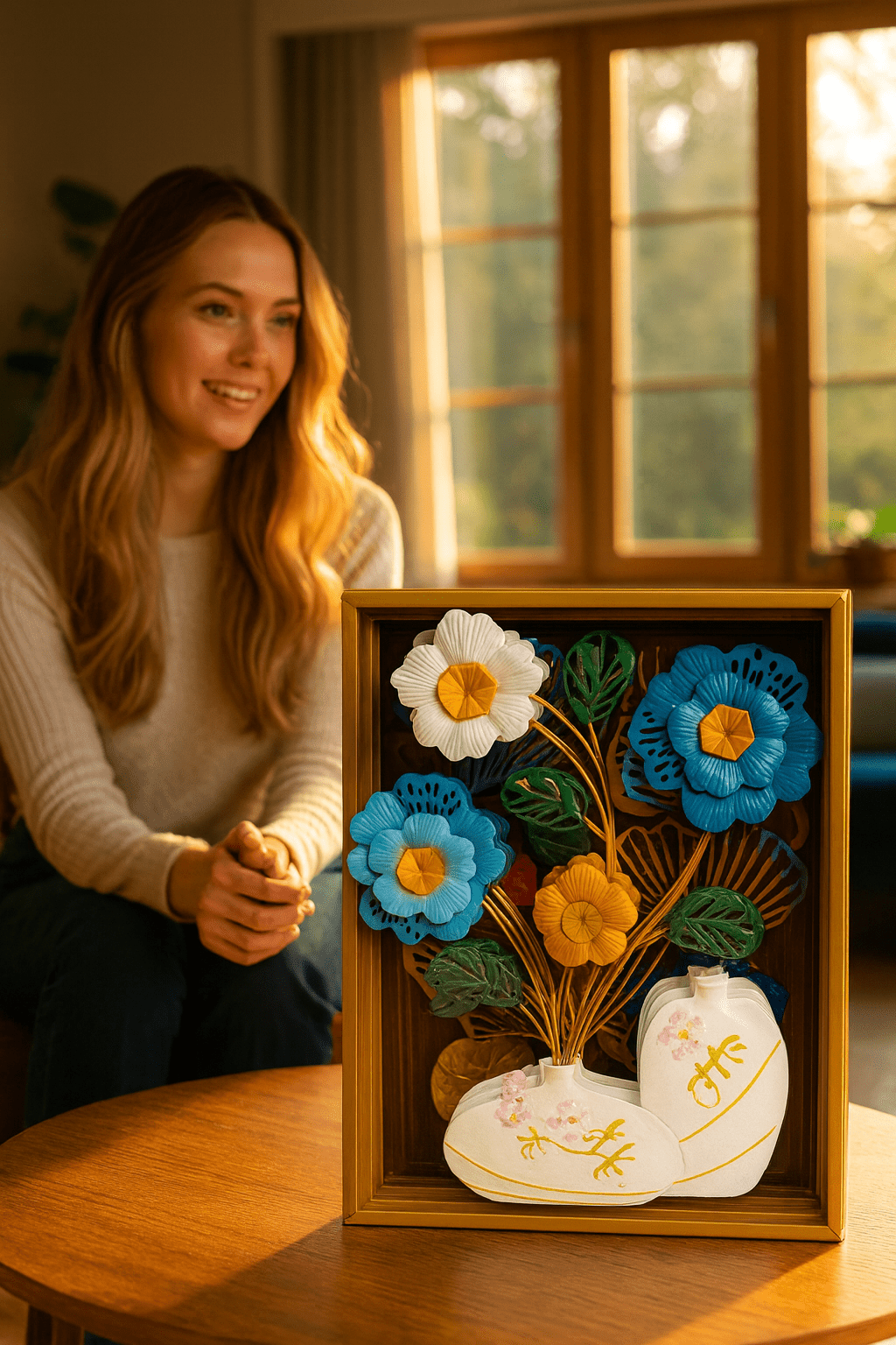 3D Metal Floral Vase Wall Art - Zambeel