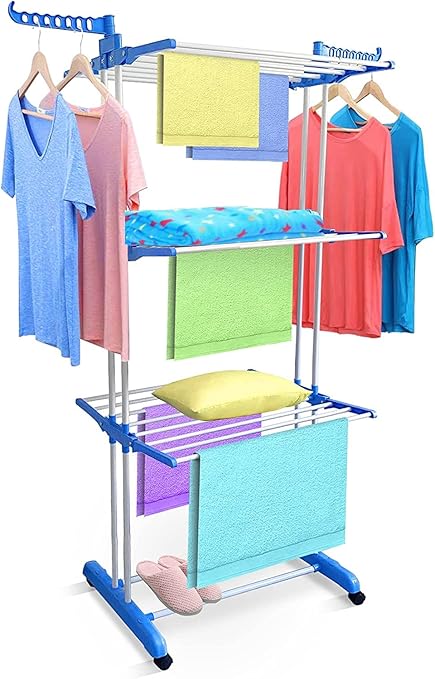 6 - Tier Foldable Clothes Drying Rack with Wheels © - Zambeel