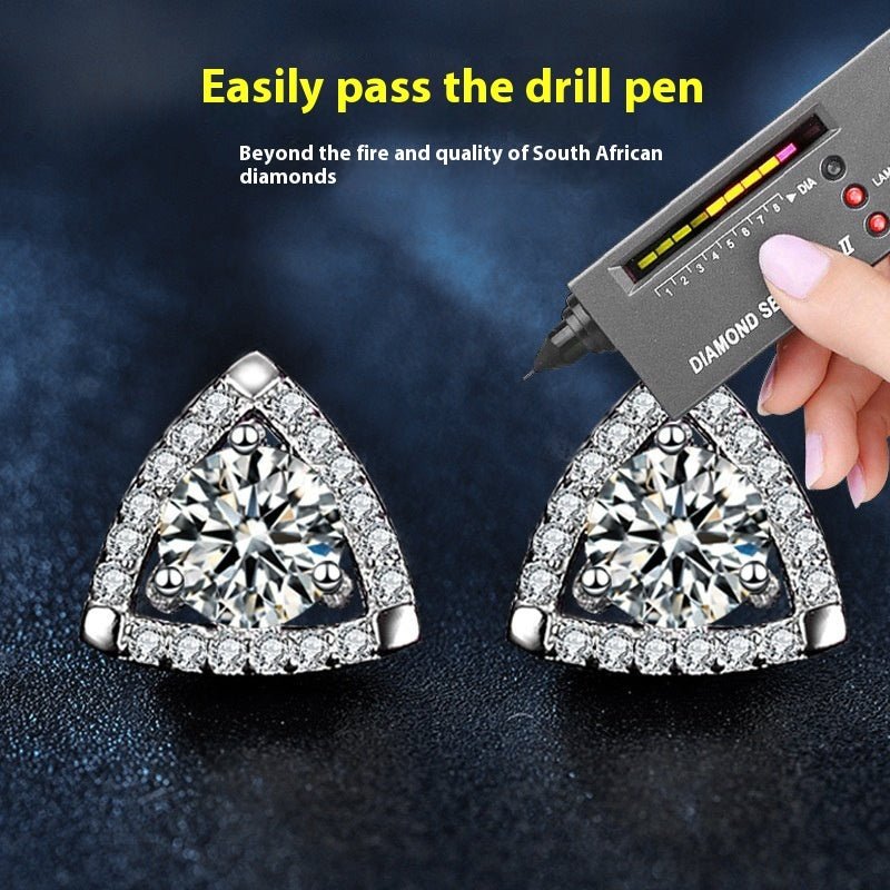 925 Sterling Silver Triangle Temperament Earrings - Zambeel