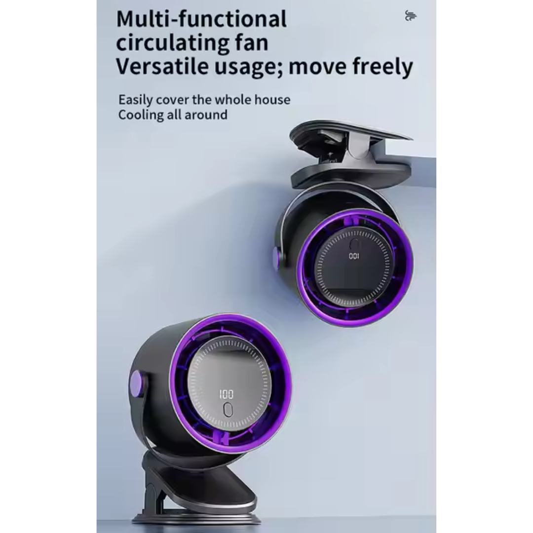 مروحة مكتبية صغيرة مزودة بشاشة LED لعرض البيانات