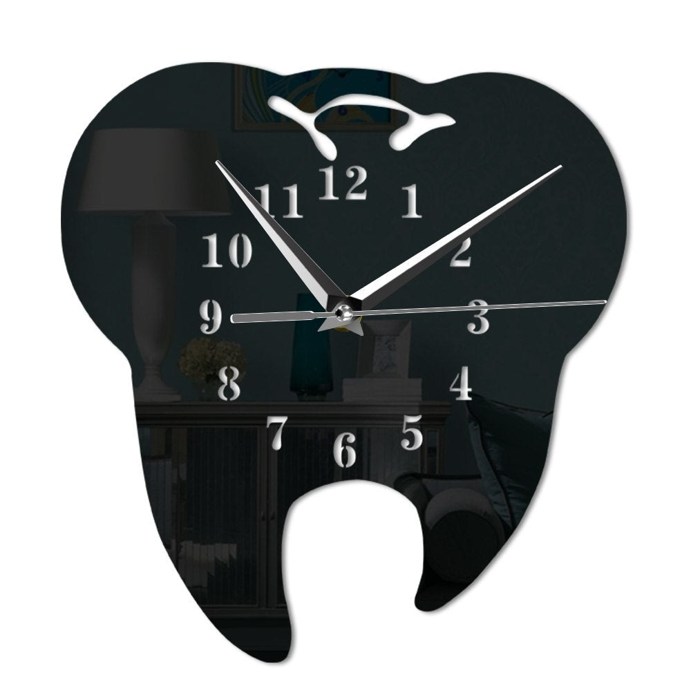 Acrylic Tooth Shape Wall Clock Living Room Office Custom Quartz Mute Clock - Zambeel