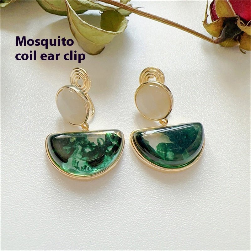 Artistic Retro Irregular Ink Painting Mosquito Coil Ear Clip Without Pierced Ears - Zambeel