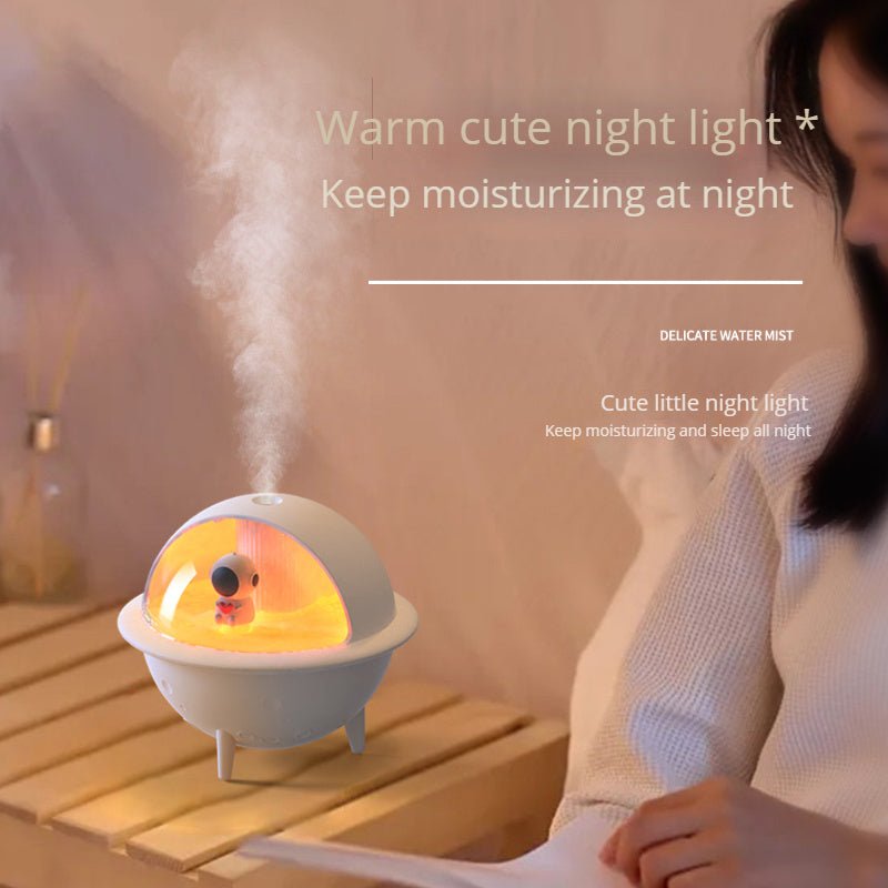 Astronaut Humidifier For Bedroom Mini Air Humidifier Space Planet Air Humidifier USB Electric Ultrasonic Cool Water Mist Aroma Diffuser With LED Light For Home Room Mini Humidifier - Zambeel