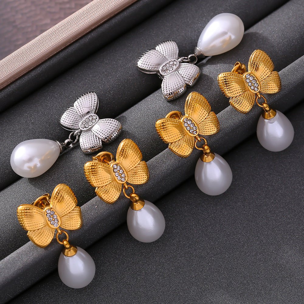 Bow Tassel Artificial Pearl Earrings Women - Zambeel