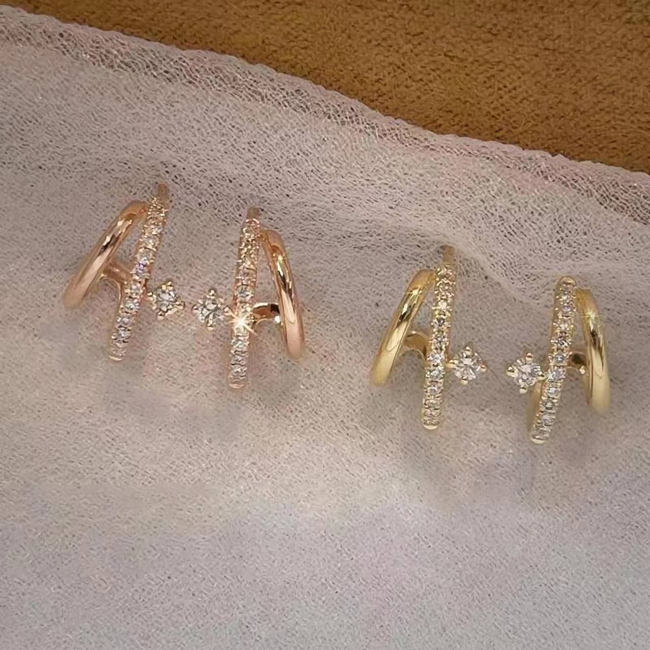 Brass Gold Plating Inlaid Zircon Women's Fashion Earrings - Zambeel