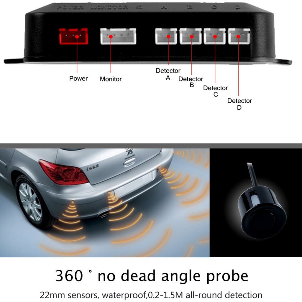 Car LED Crescent Buzzer Parking Sensor 4 Probes - Zambeel