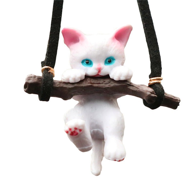 Car Ornaments Creative Cute Branch Cat Rearview Mirror Pendant - Zambeel