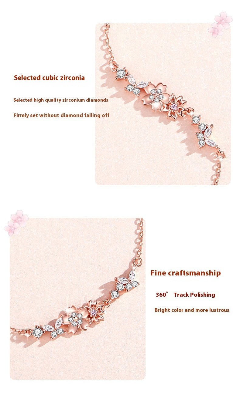 Cherry Blossom Sterling Silver 925 Bracelet For Women - Zambeel