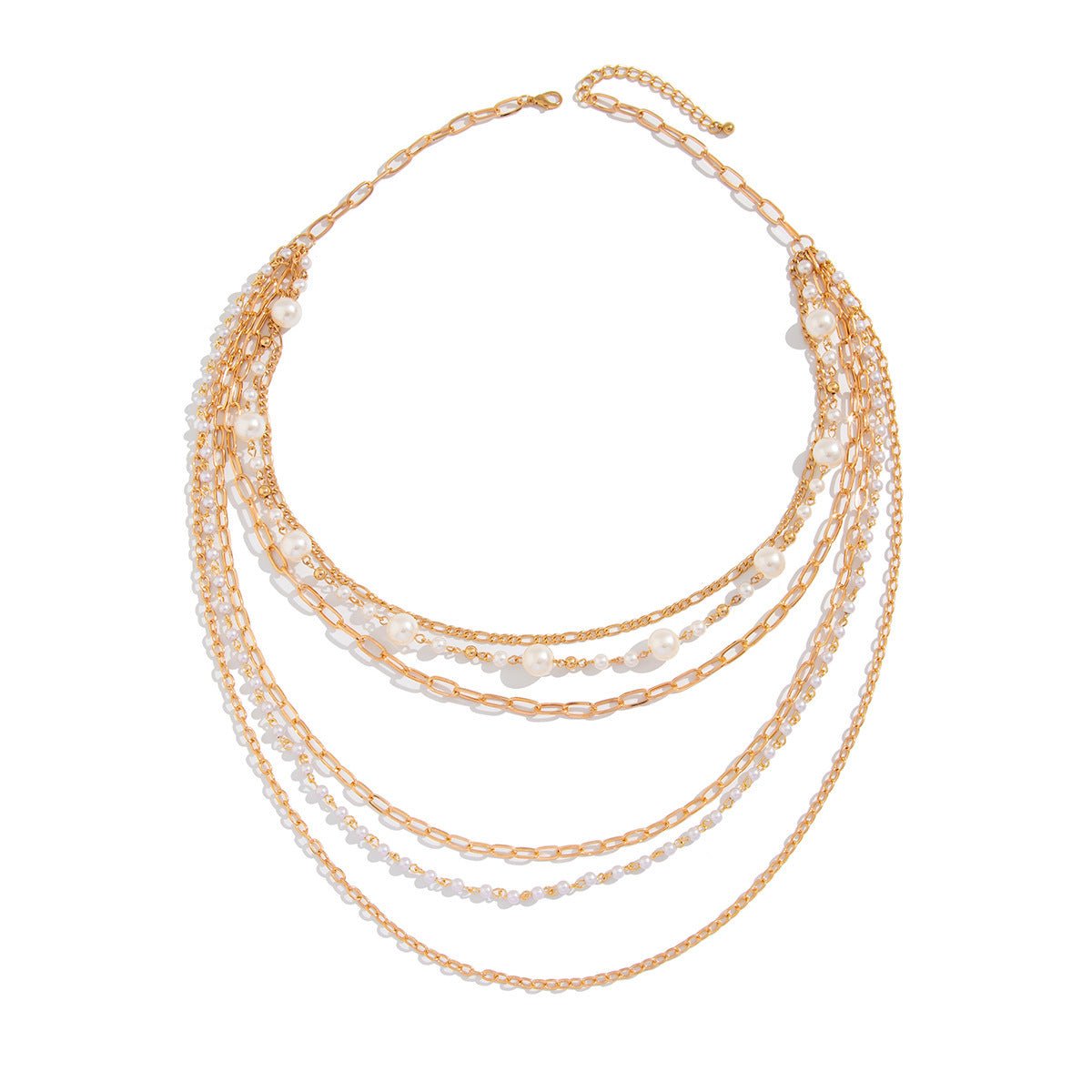 Cold Stringed Pearls Long Necklace Suit - Zambeel