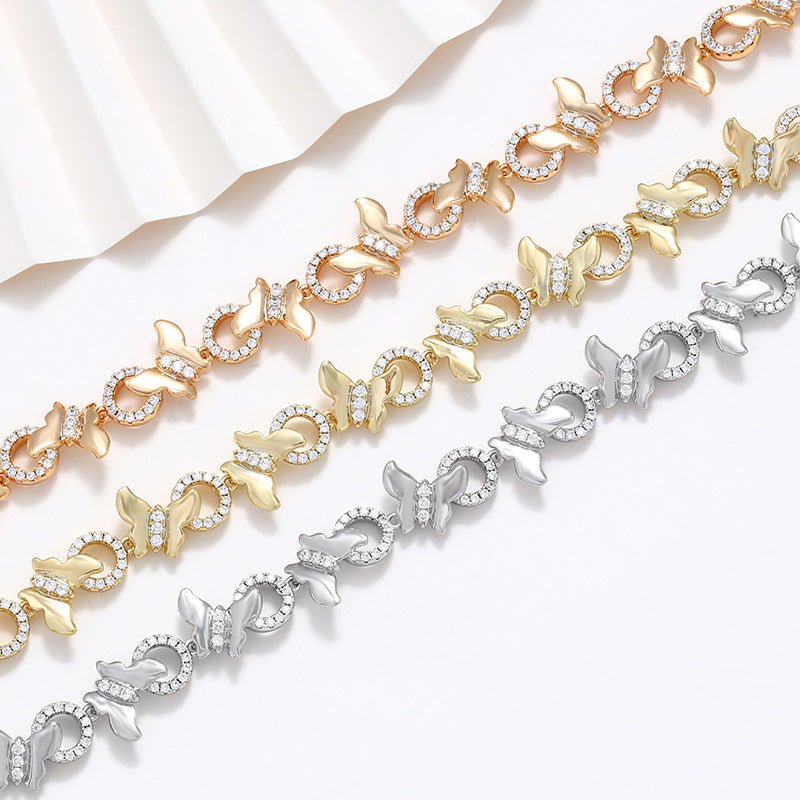 Copper Inlaid Zircon Smart Butterfly Stitching Bracelet European And American High - grade Bracelet - Zambeel
