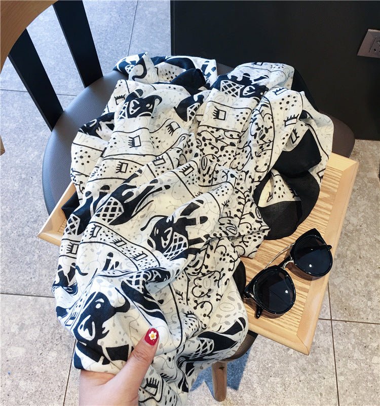 Cotton And Linen Ethnic Style Fake Sunscreen Scarf - Zambeel