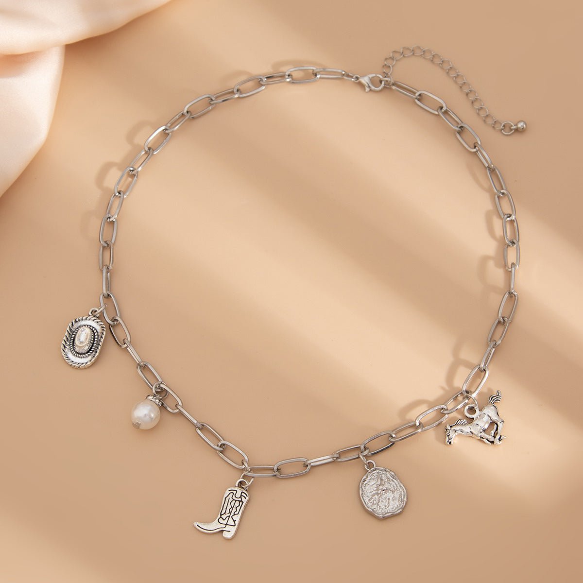 Cowboy Boot Alloy Pendant Necklace Irregular - Zambeel