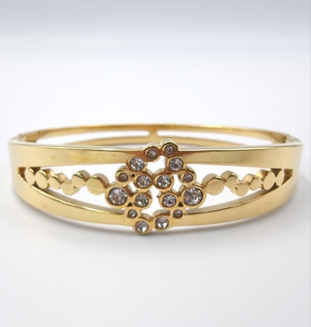 Crystal Bloom Gold Bangle - Zambeel