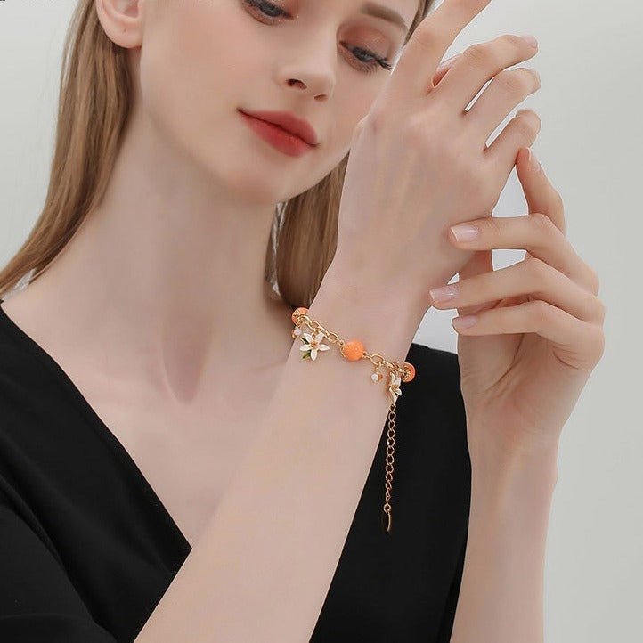 Cute Sweet Temperament Organge Flower Gardenia Bracelet - Zambeel