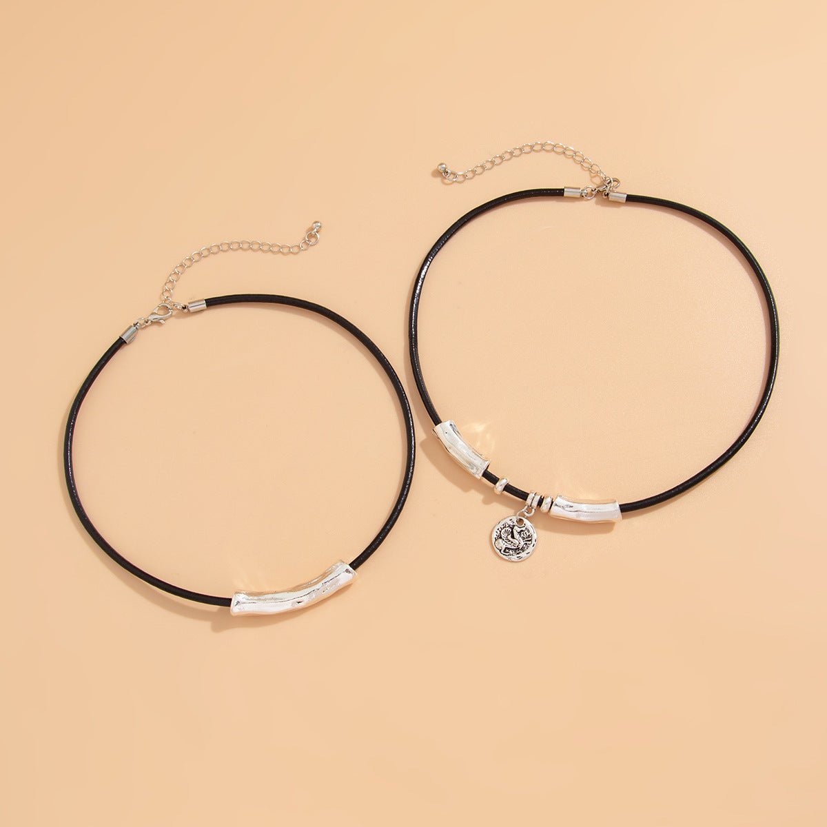 Cylindrical Leather Wax Line Necklace Suit Hip Hop Alloy - Zambeel