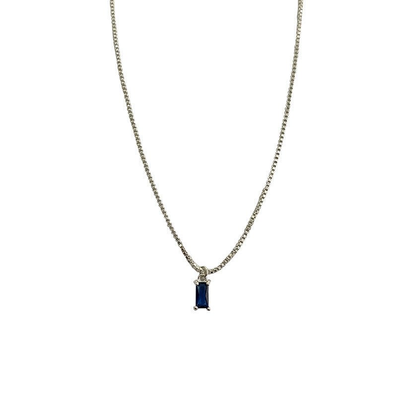 Design Advanced Sense Beautiful Square Blue Clavicle Chain - Zambeel