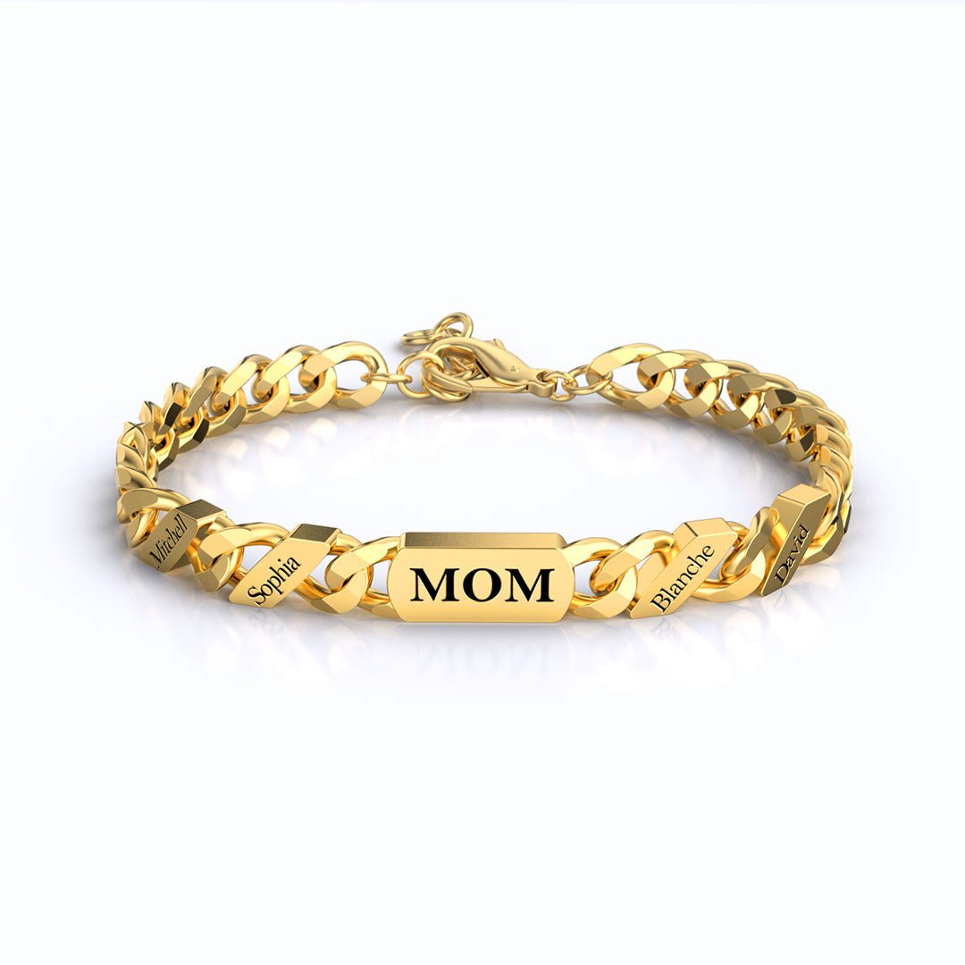 DIY Engraved Hip Hop Parent Child Cuban Chain Bracelet - Zambeel