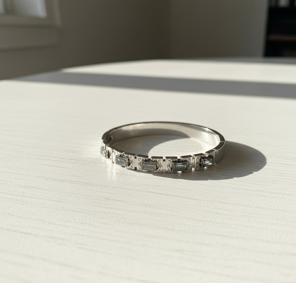 Silver Luxe Gemstone Bangle