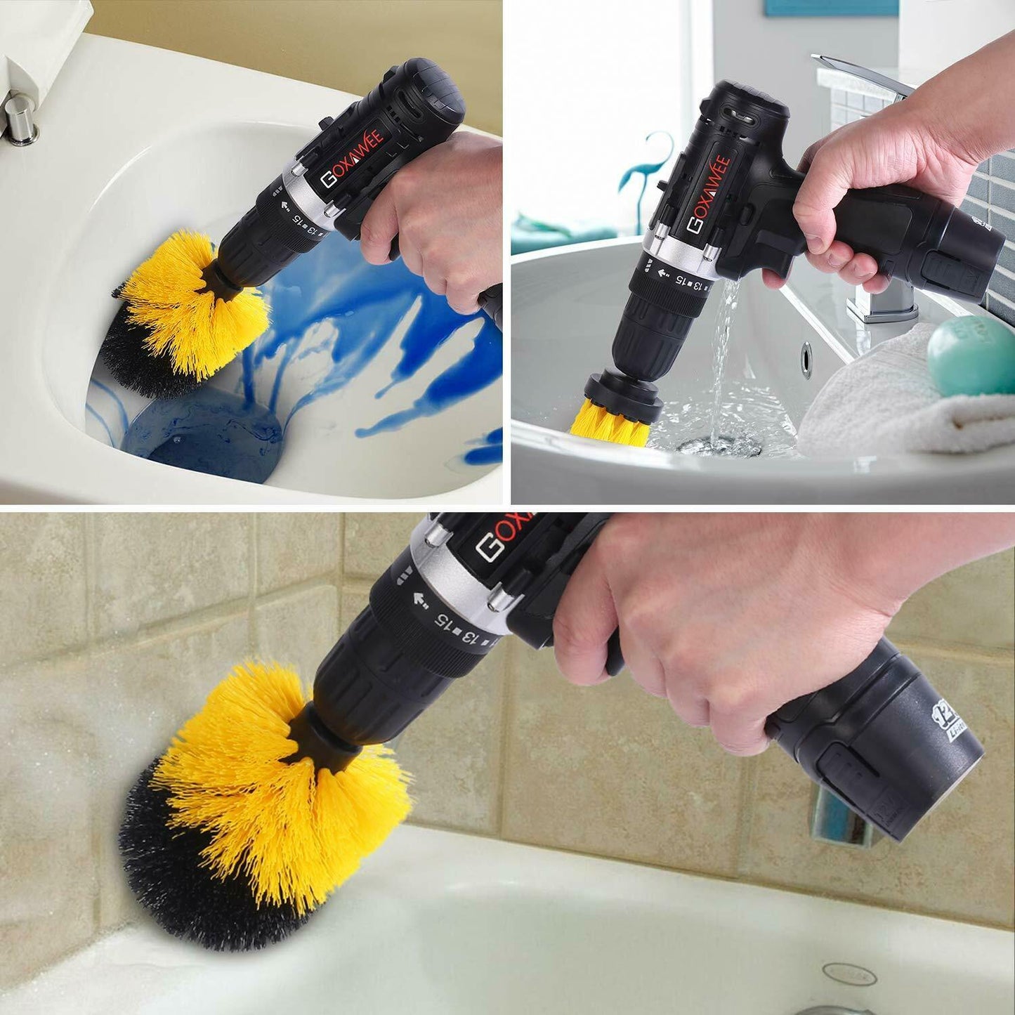Drill Brush Set Power Scrubber Brushes for Car Wash Cleaning Carpet Tile Grout - Zambeel