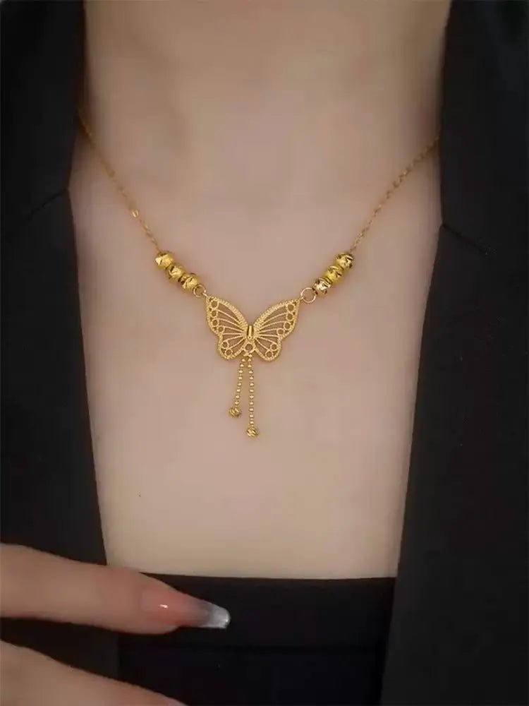 Elegant Gold Butterfly Pendant Necklace - Zambeel