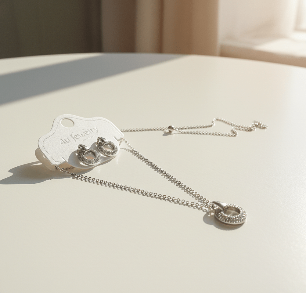 Elegant Round Crystal Jewelry Set - Zambeel