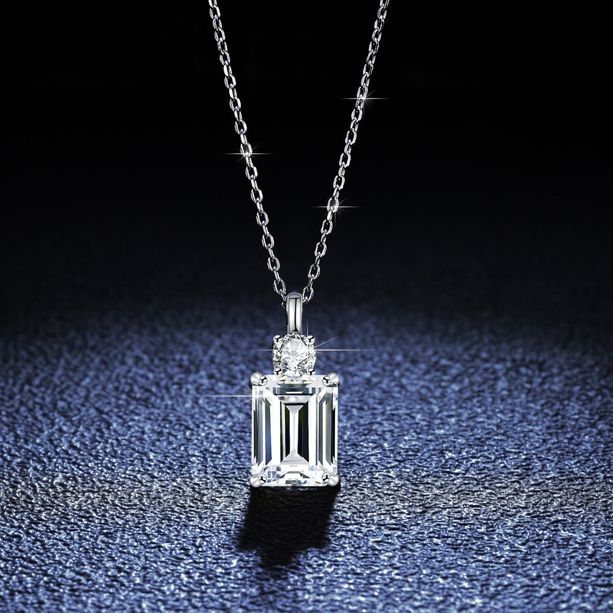 Emerald Diamond Square S925 Sterling Silver Necklace - Zambeel