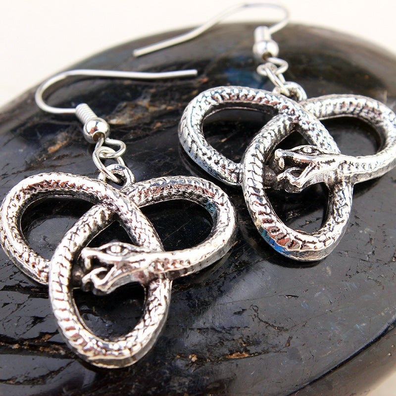 European And American Gothic Universe Infinite Snake Earrings Pagan Ancient India - Zambeel