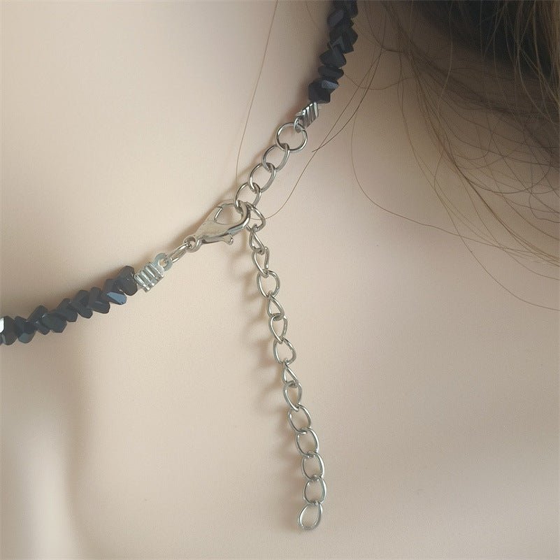 European And American Hand - woven Beads Black Love Crystal Necklace Female Korean Style - Zambeel