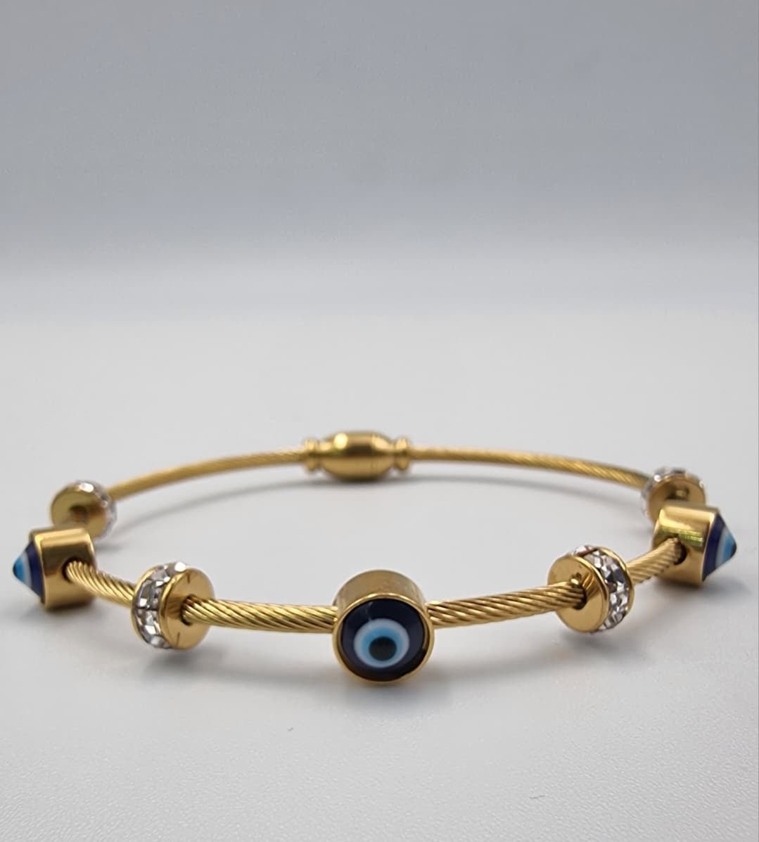 Evil Eye Protection Cable Bangle - Zambeel