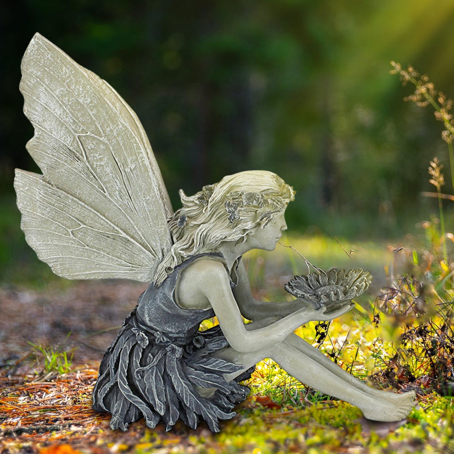 Fairy Sitting Garden Statue Ornament Decoration Resin Crafts Decor Accessories Home Landscaping Backyard Lawn Decoration - Zambeel