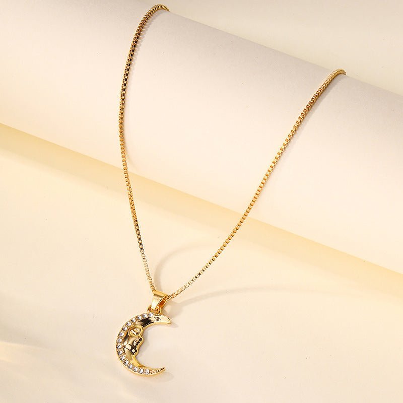 Fashion Diamond Moon Necklace Simple Alloy Women - Zambeel