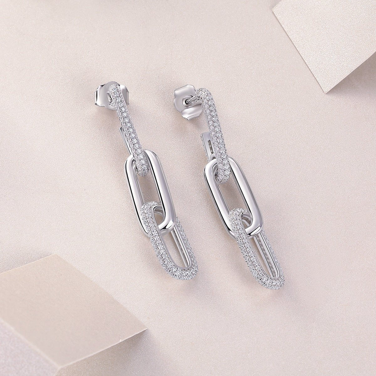 Fashion Geometric Silver Earrings Moissanite - Zambeel