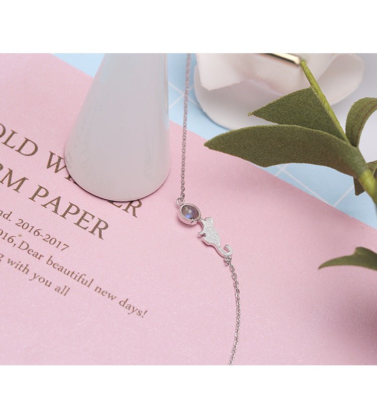 Fashion Ladies Cat Charm Bracelet Silver - Zambeel