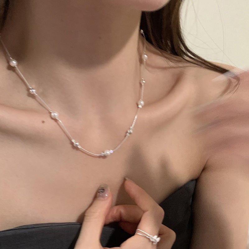 Fashion Ring Pearl Necklace Female Niche - Zambeel