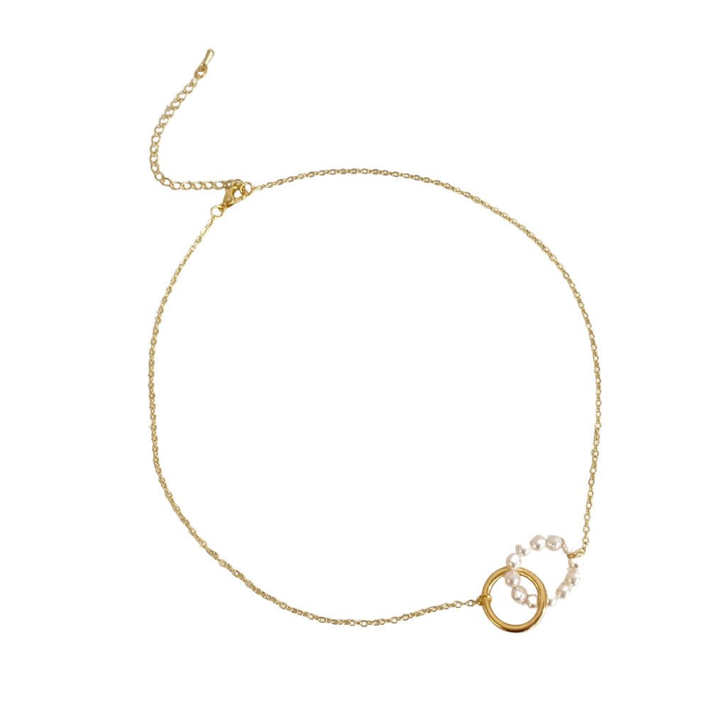 Fashion Shijia Pearl Circle Ring Necklace Female Necklace Copper Plated Real Gold - Zambeel