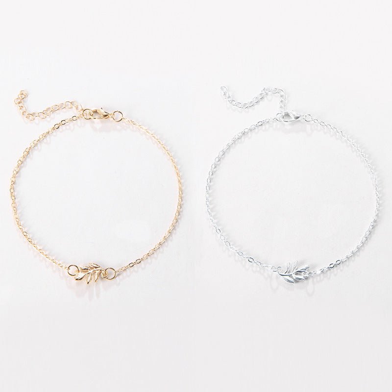 Fashion Simple Alloy Mori Style Flower Leaf Anklet - Zambeel