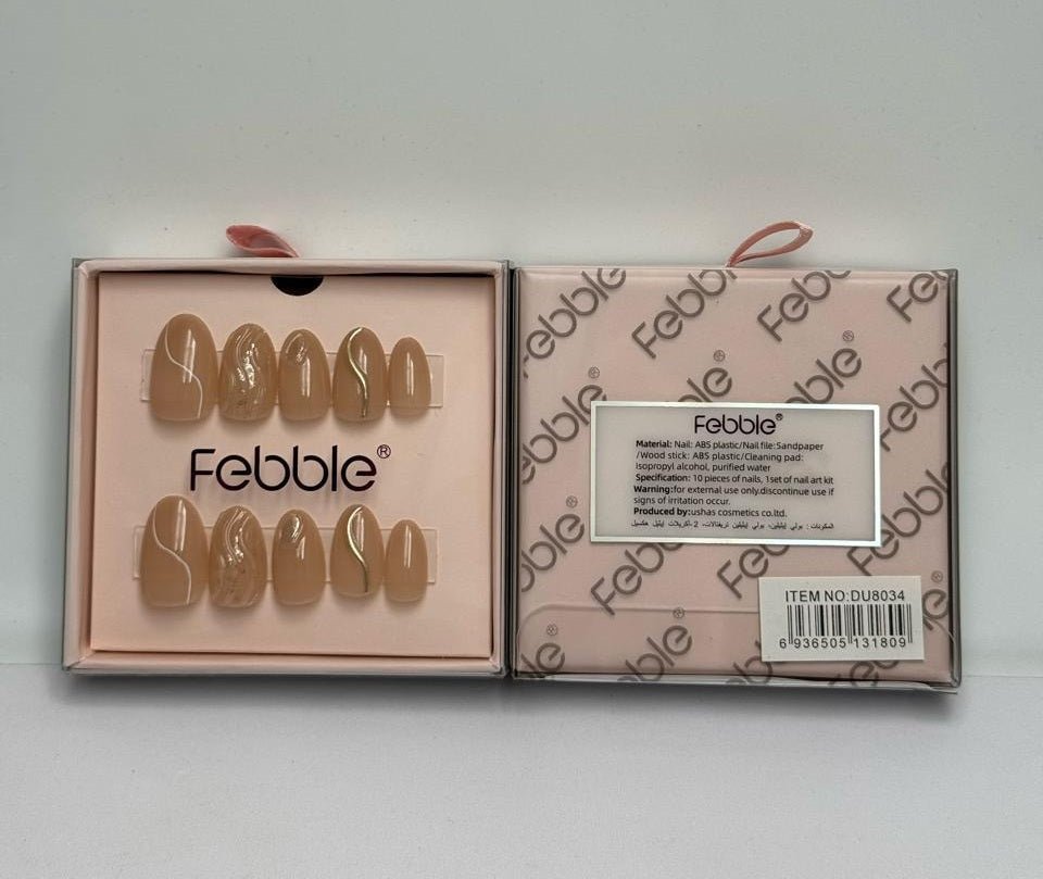 Febble - Nude Marble Swirl Press - On Nails (Original) - Zambeel