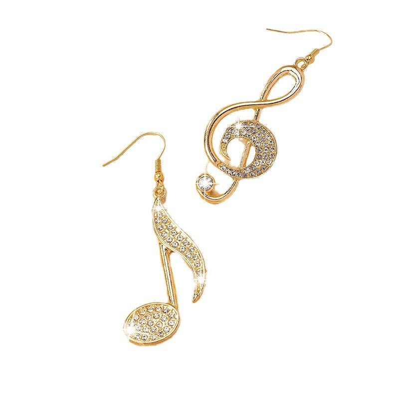 Female Gemstone Note Exaggerated Personality Earrings - Zambeel