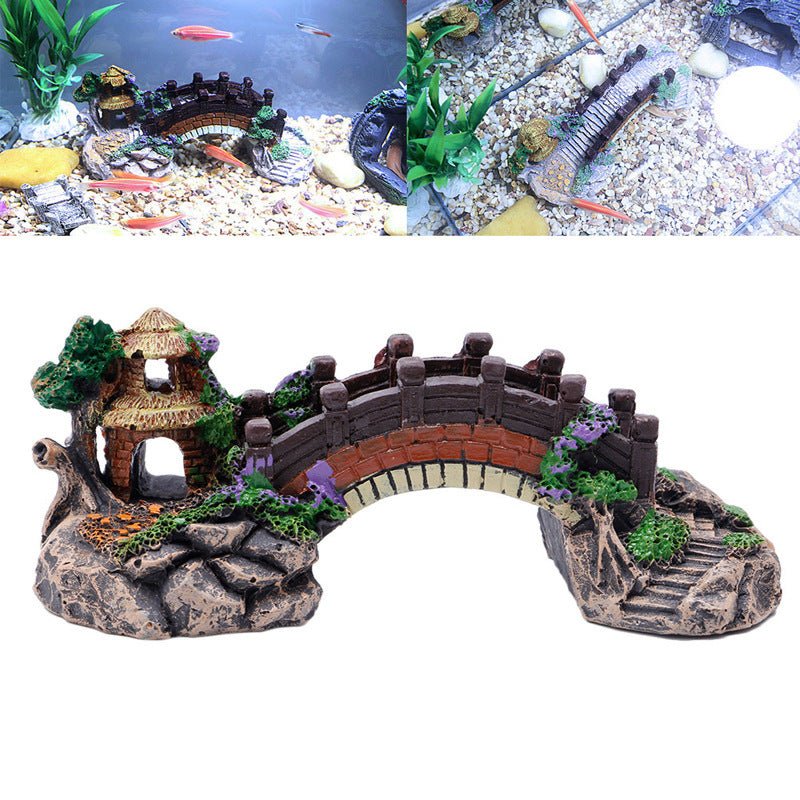 Fish Tank Aquarium Landscape Rockery Fake Bridge Landscaping Decoration Package Fish Globe Decorative Simulation Bridge Rockery Stone - Zambeel
