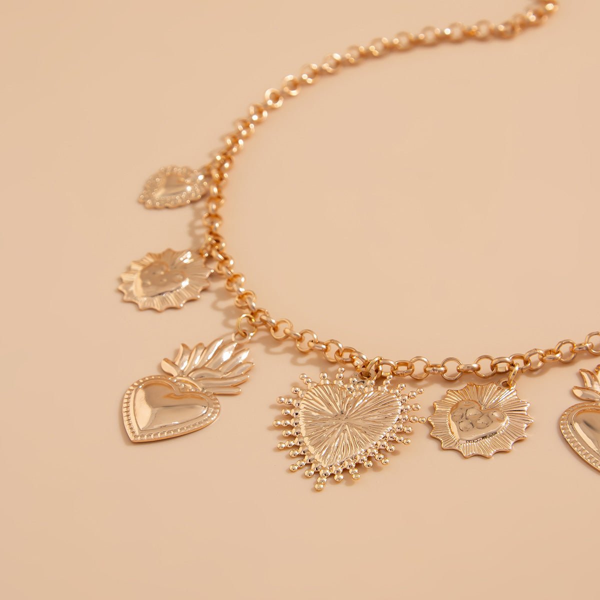 Flame Peach Heart Alloy Pendant Necklace Creative - Zambeel