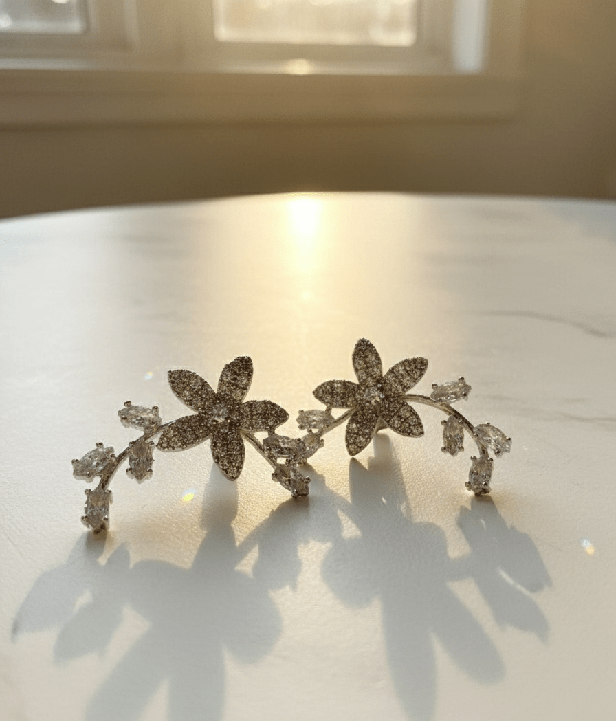 Floral Crystal Vine Earrings - Zambeel