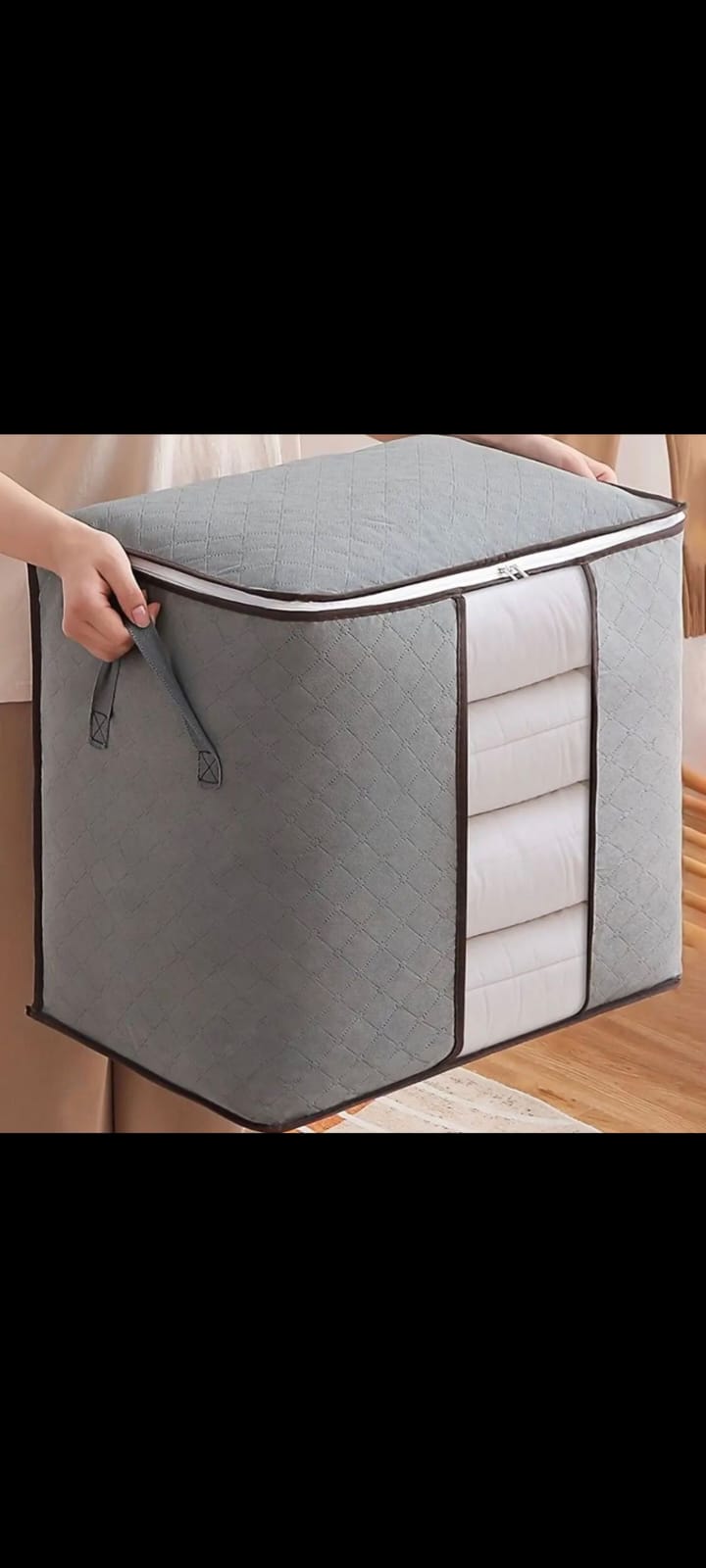 Foldable Clothes Storage Bag with Zipper & Handles - Zambeel