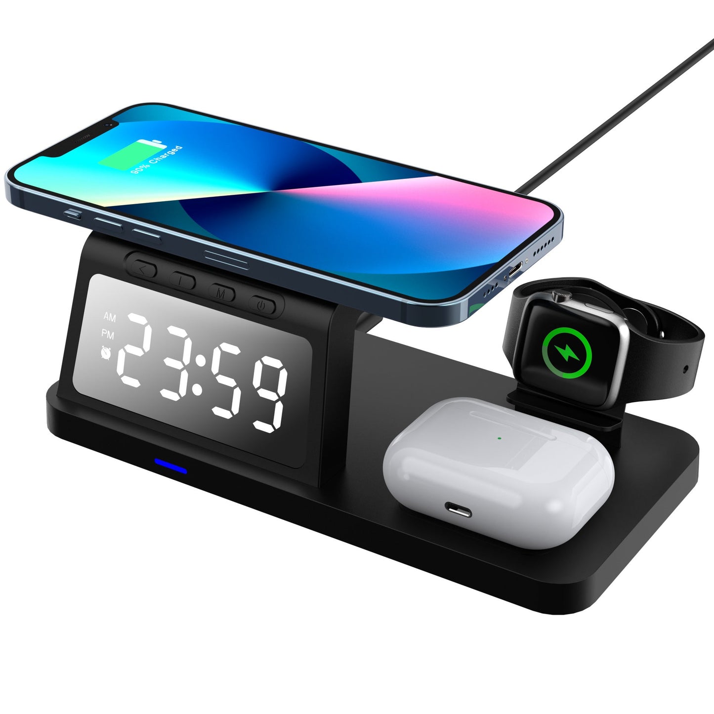 Four - in - one Clock Wireless Charger Fast Charger - Zambeel