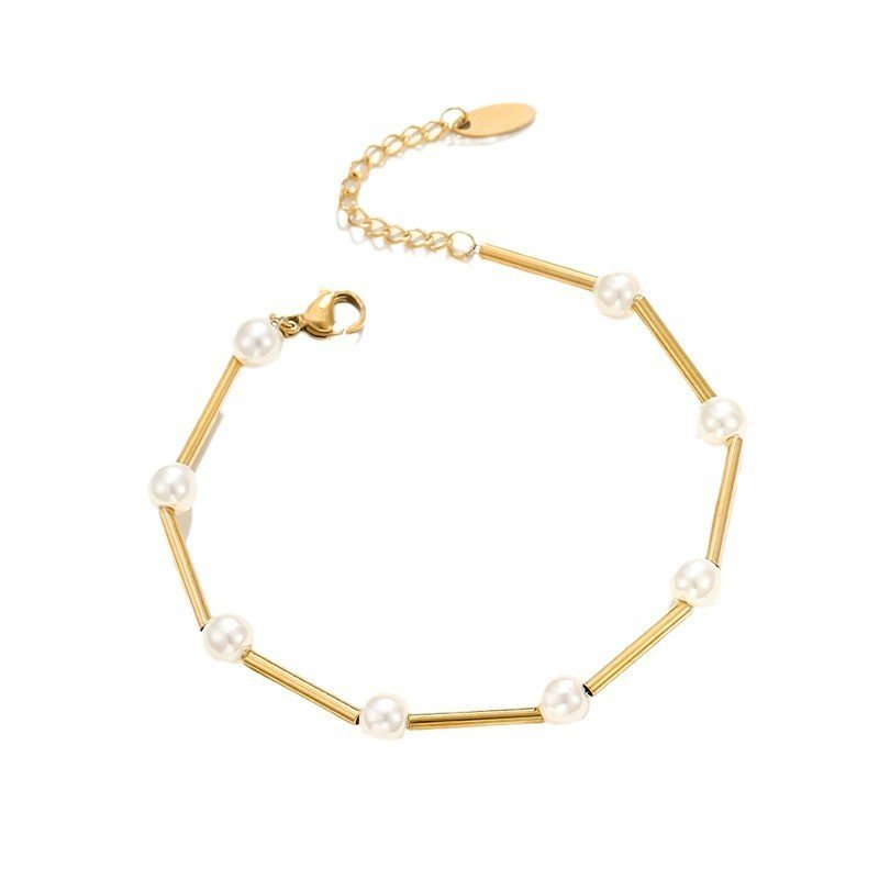 French Retro Artificial Pearl Bracelet Metal - Zambeel