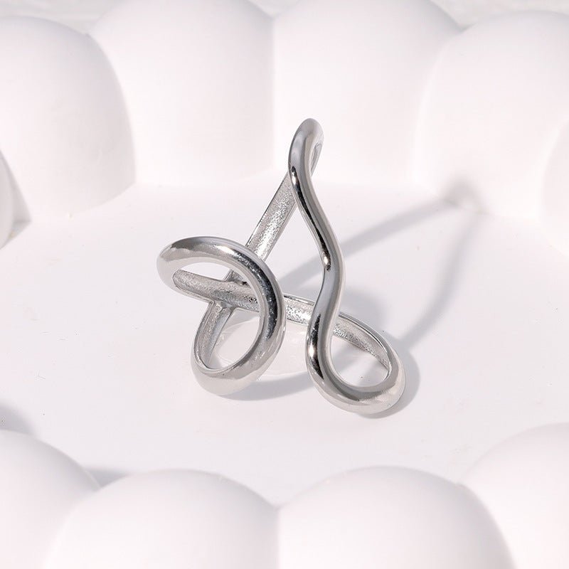 Glossy Special - shaped Line Design Sense Index Finger Ring Exaggerated Personalized Simple - Zambeel