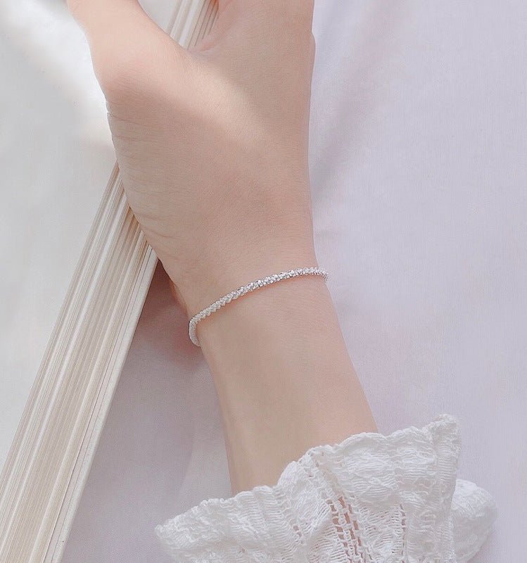 H0055 S925 Silver Bracelet Female Ins Design Cold Style Simple Graceful - Zambeel