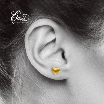 Heart Rib Gold Earrings | Stainless Steel | 18K Gold Plated - Zambeel