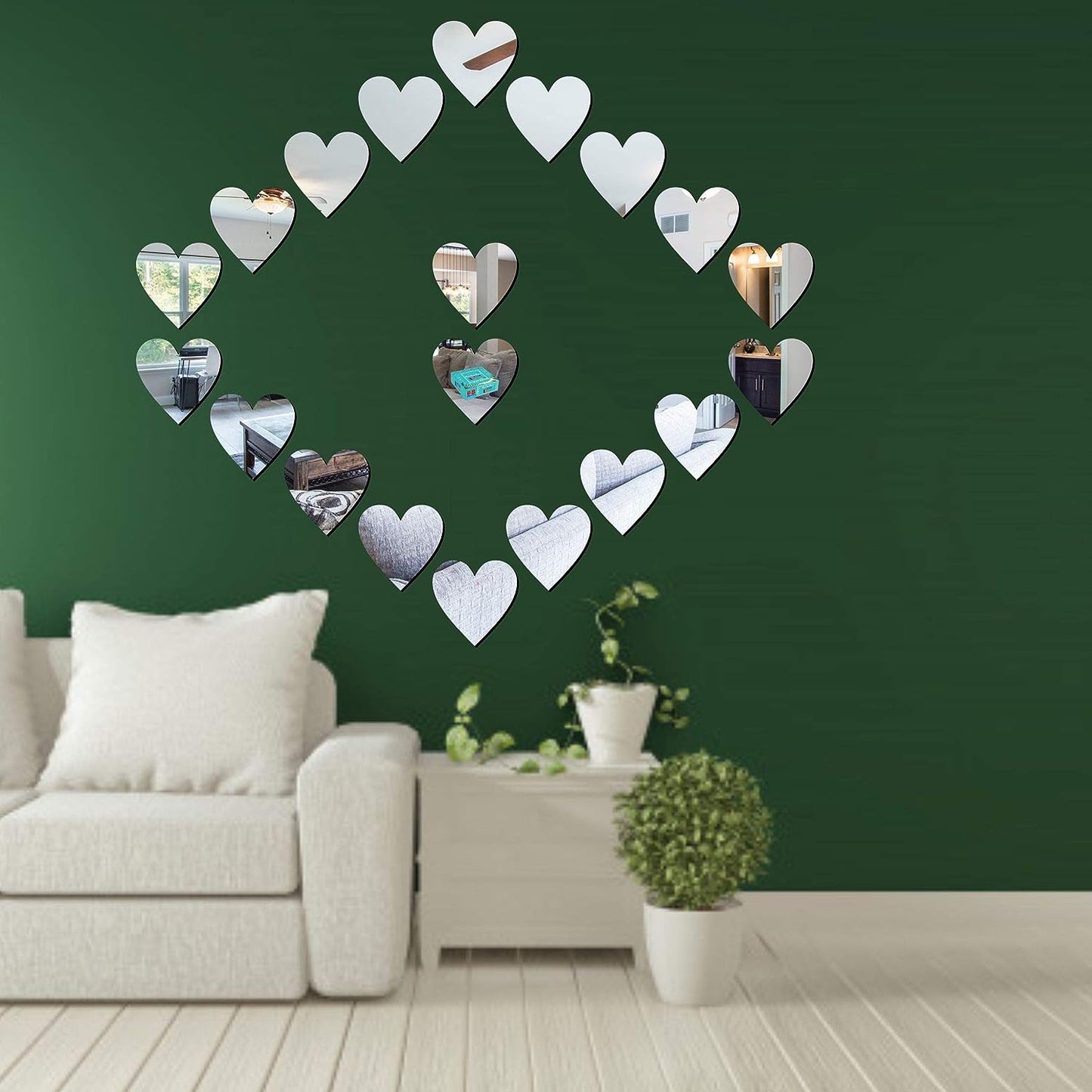 Heart - Shaped Acrylic Mirror Wall Sticker - Zambeel